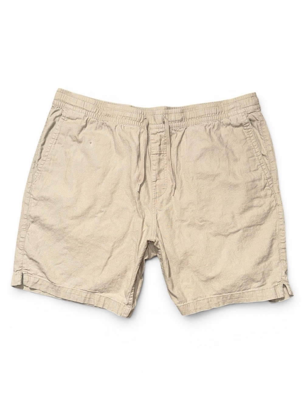 Express Large Linen Cotton Men's Beige Casual Drawstring Shorts